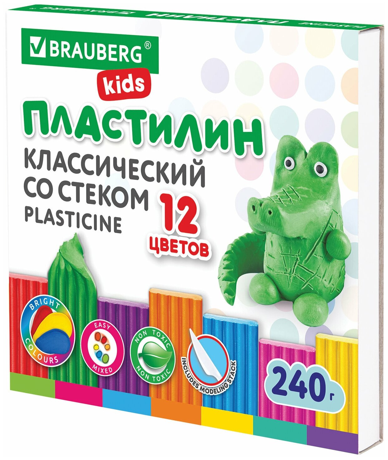 Пластилин BRAUBERG Kids 12 цветов 240 г 106436