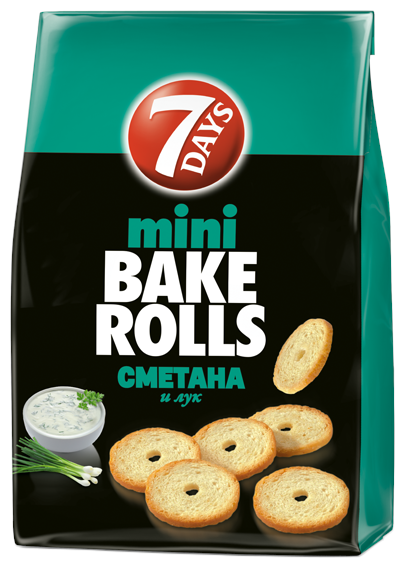 Сухарики 7Days bake rolls мини пшеничные сметана и лук, 80 г