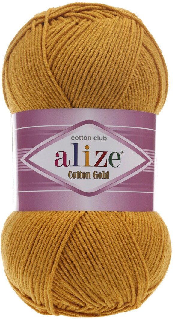 Пряжа для вязания ALIZE 'Cotton gold', 100г, 330м (55% хлопок, 45% акрил), ТУ (2 горчичный), 5 мотков