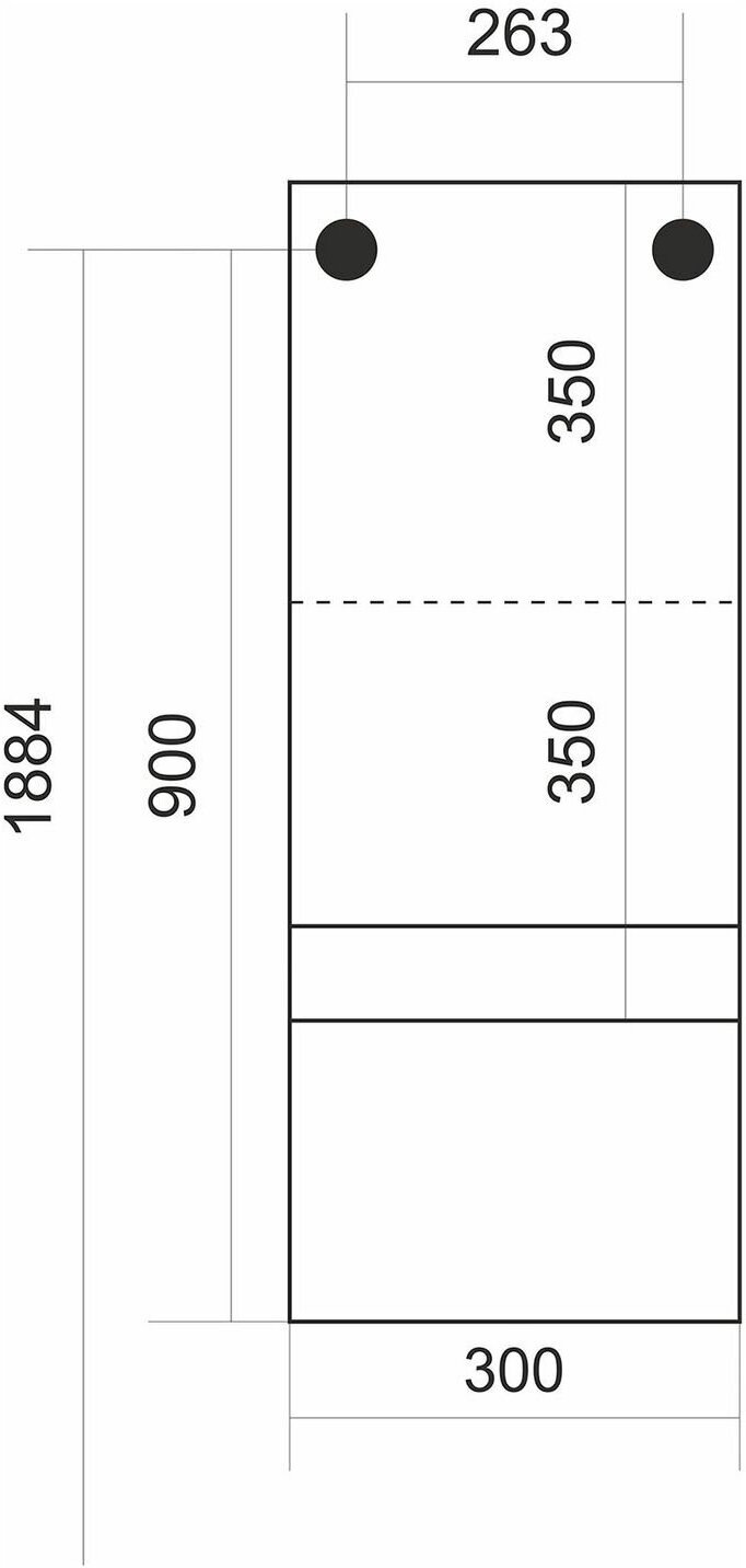 Полупенал Mixline "АВРОРА-30" с открытым ящиком универсальный Белый (300*900*250)