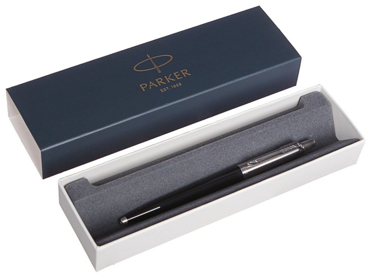 Ручка шариковая Parker Jotter K60 Black M, корпус из нержавеющей стали, синие чернила./В упаковке шт: 1
