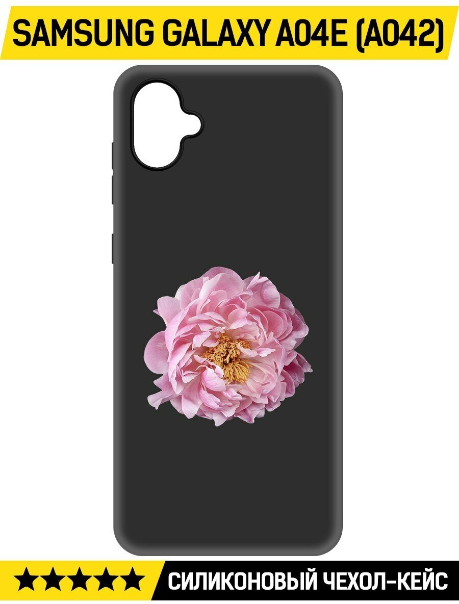 Чехол-накладка Krutoff Soft Case Розовый пион для Samsung Galaxy A04e (A042) черный