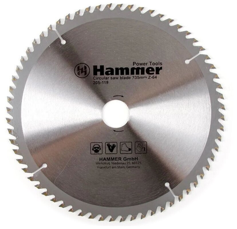 Диск пильный Hammer Flex 205-119 CSB WD 235мм*64*30/20мм по дереву