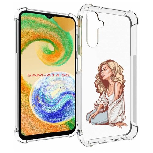 Чехол MyPads красивая-девушка-в-белом женский для Samsung Galaxy A14 4G/ 5G задняя-панель-накладка-бампер