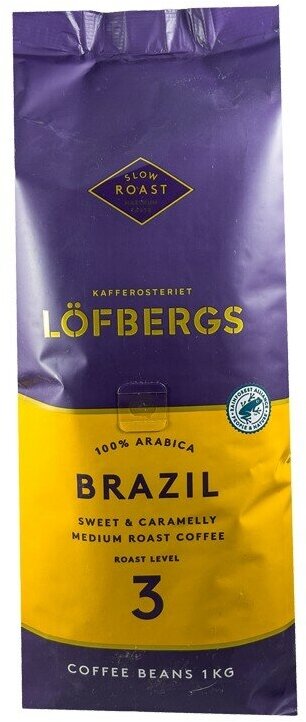 Кофе в зернах, Lofbergs Brazil, 1000 гр, Швеция