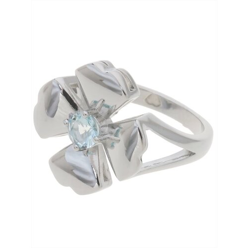 Кольцо помолвочное Lotus Jewelry, фианит, размер 19, голубой