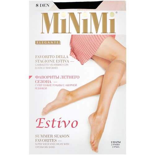 фото Гольфы minimi, 8 den, 2 пары, размер 0 (one size), черный