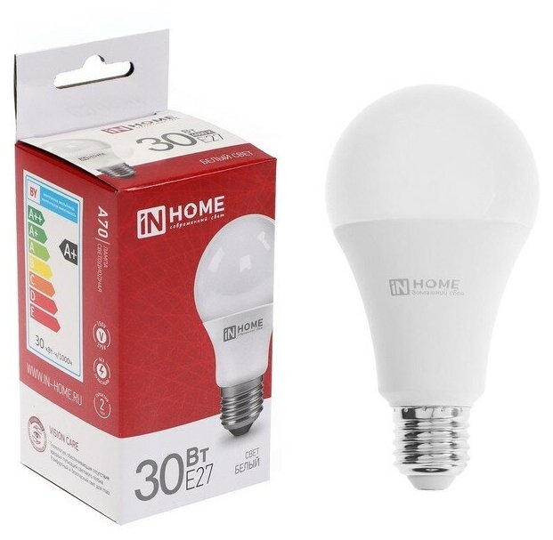 INhome Лампа светодиодная IN HOME LED-A70-VC, Е27, 30 Вт, 230 В, 4000 К, 2850 Лм