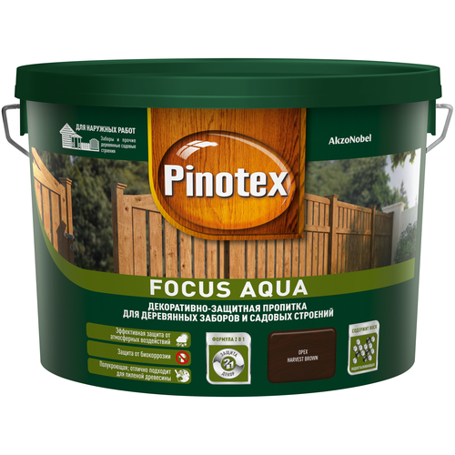 Пинотекс Фокус Аква антисептик с воском палисандр (2,5л) / PINOTEX Focus Aqua декоративная пропитка для деревянных заборов палисандр (2,5л)