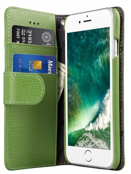 Кожаный чехол книжка Melkco для iPhone 7/8 (4.7") - Wallet Book Type - зеленый