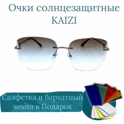 фото Солнцезащитные очки kaizi, бабочка, оправа: металл, градиентные, с защитой от уф, для женщин, мультиколор