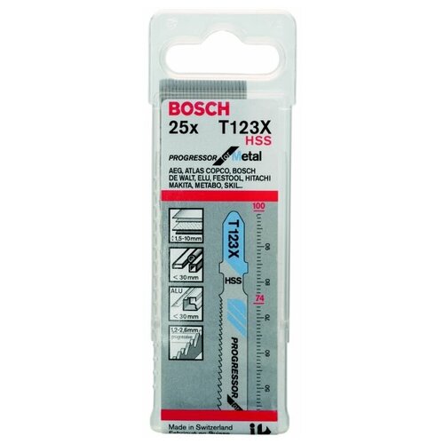 Набор лобзиковых пилок BOSCH 25шт Т 123 Х Progressor for Metal, HSS