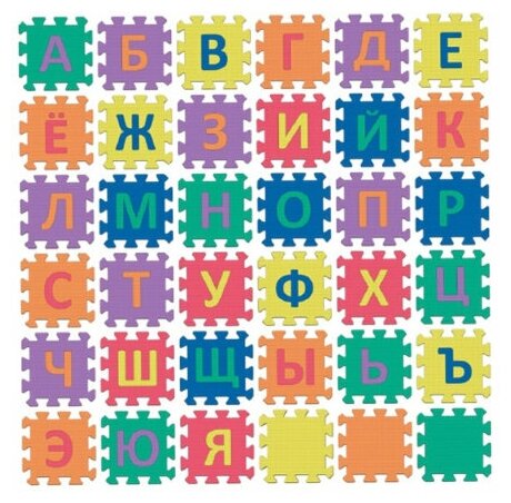 фото Коврик-пазл детский 36 сегментов Русский алфавит