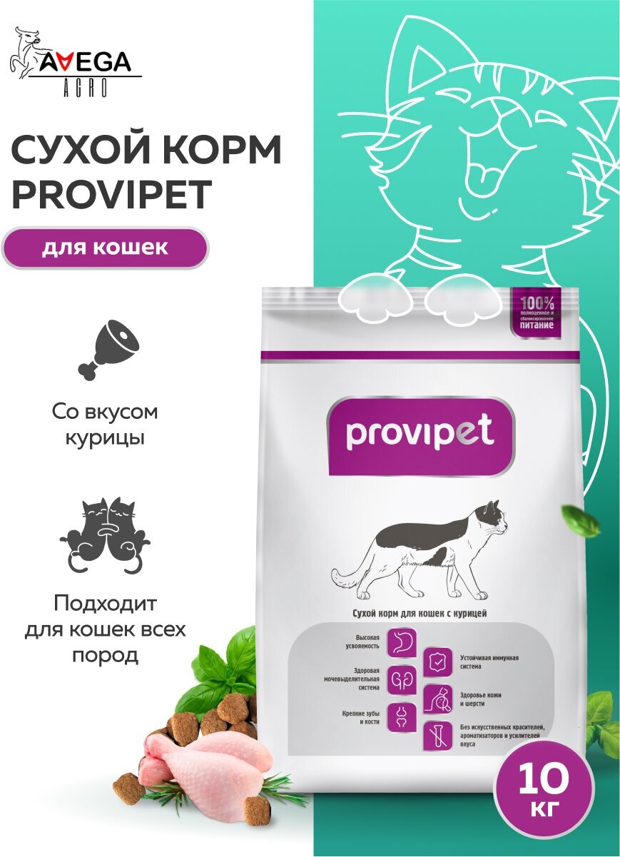 5104,10 кг,Корм д/кошек с Курицей PROVIPET