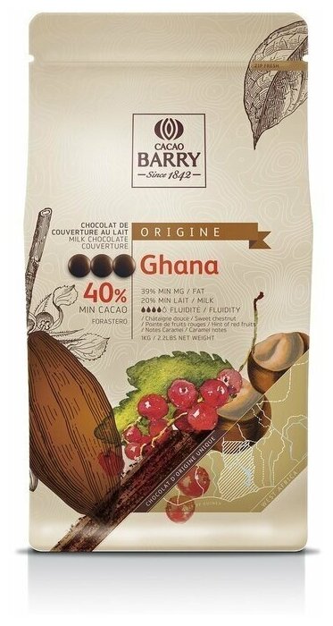 Barry Callebaut - Молочный шоколад 40% какао GHANA CHM-P40GHA-2B-U73 1кг - фотография № 1