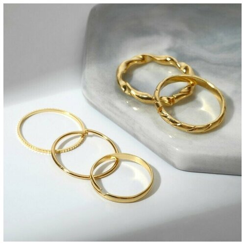 Кольцо, серебряный кольцо набор 5 штук идеальные пальчики узор цвет красно золотой