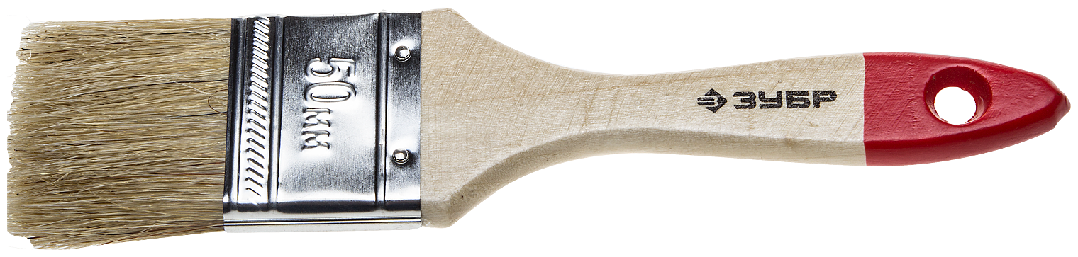 Зубр Кисть плоская "универсал стандарт ", натуральная щетина, деревянная ручка, 50мм 4-01001-050