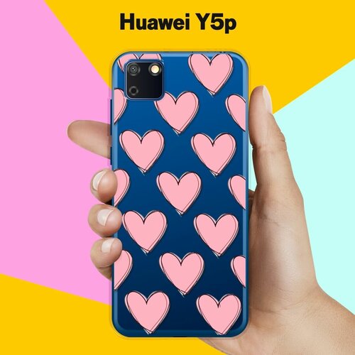 Силиконовый чехол Узор из сердец на Huawei Y5p силиконовый чехол узор из сердец на honor 8x