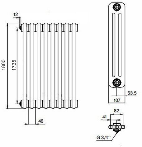 Радиатор стальной Rifar Tubog Ventil 1800 4 секции, 3-трубчатый, белый - фото №13