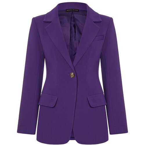 Пиджак MARINA BUDNIK, укороченный, силуэт прилегающий, размер 44, фиолетовый