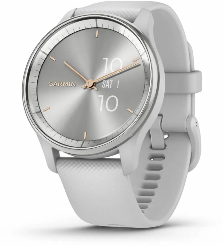 Часы Garmin Vivomove Trend, Mist Gray, Silicone, WW серебристый безель, серый ремешок, 010-02665-03