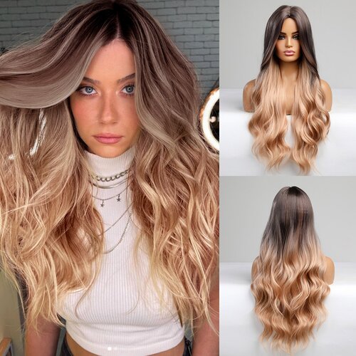 Женский Парик Wiger Парики с длинной волной Искусственный волосы