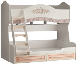 Двухъярусная кровать детская MEBELSON Алиса, размер (ДхШ): 197.4х140.4 см, цвет: белый/крем