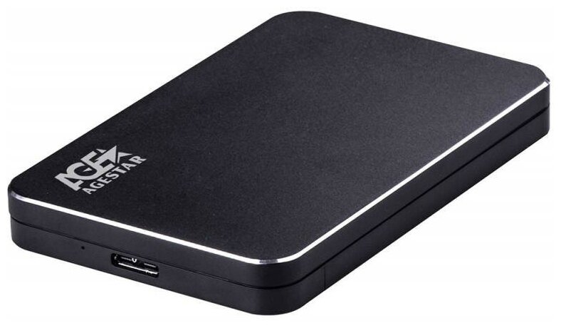 Корпус для SSD-HDD AgeStar 31UB2A18 (Black) 2.5 SATA контейнер, алюминий-пластик, черный, usb 3.1