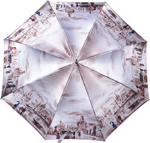 Зонт-трость ZEST, полуавтомат, купол 106 см, 8 спиц, система «антиветер», для женщин, серый, серебряный