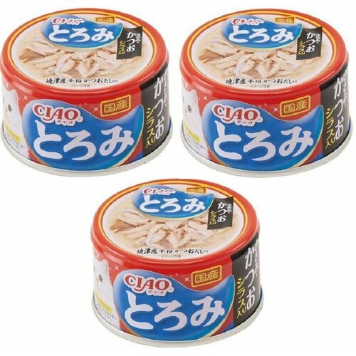 Корм для кошек влажный Japan Premium Pet Ciao Toromi Куриное филе и тунец Кацуо с мальками ширасу в бульоне 80г*3шт