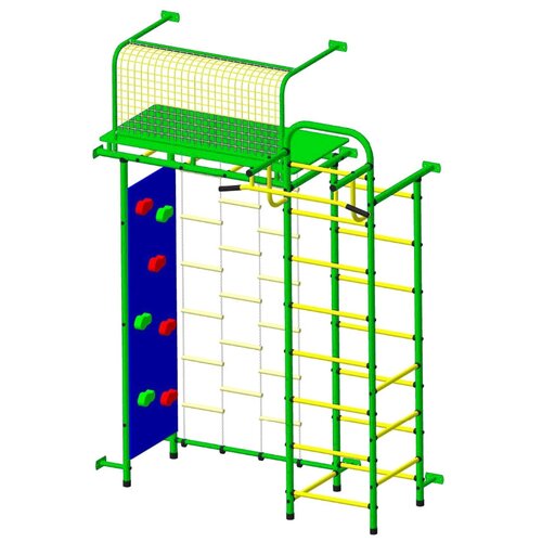 Спортивно-игровой комплекс Пионер 10ЛМ со скалодромом, зеленый/желтый/синий