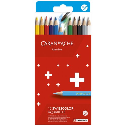 Акварельные карандаши Caran d`Ache Набор карандашей акварельных Caran d’Ache Swisscolor, 12цв. (карт. коробка)