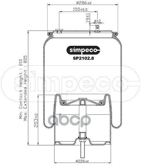 Sp2102.8014_пневморессора (Со Стальным Стаканом) Scania О. Н.1903608 (Sp2102.8014) SIMPECO арт. SP21028014