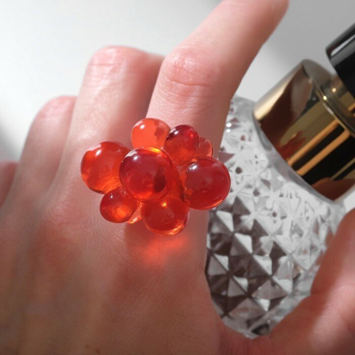 фото Кольцо "Молекулы", цвет красный, 17 размер, "Queen fair"