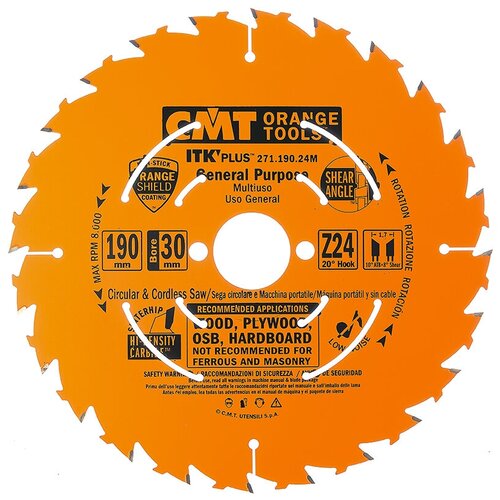 Пильный диск CMT 271.190.24M 190х30 мм пильный диск cmt k19024m x10 190х30 мм