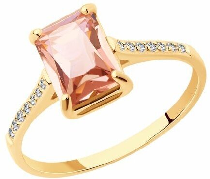 Кольцо Diamant online, золото, 585 проба, фианит, морганит