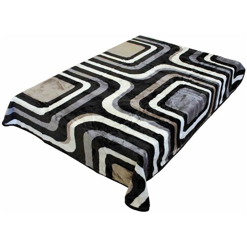 Пледы и покрывала Smoon Плед стриженый "Лабиринт" полуторный 160x220 Смун коричневый, серый, черный, белый, размер 1.5, спальный