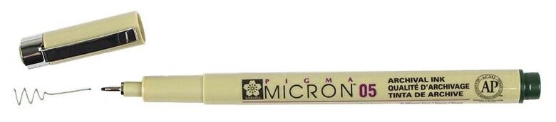 Ручка капиллярная Sakura Pigma Micron 0.45 мм, цвет чернил: хаки