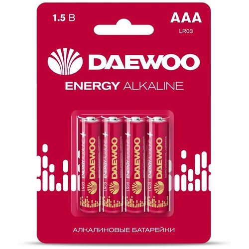 Элемент питания алкалиновый AAA/LR03 1.5В Energy Alkaline 2021 BL-4 (уп.4шт) DAEWOO 5029903 батарейки daewoo lr03 energy alkaline 2021 bl 2 20 шт