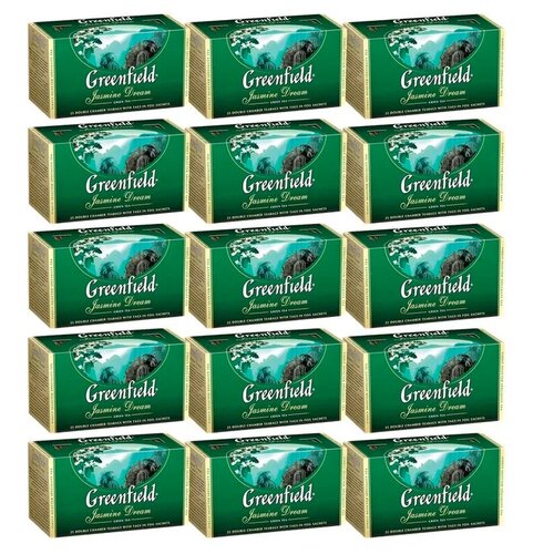 фото Чай зеленый greenfield jasmine dream в пакетиках набор 15 упаковок, 375 шт., 15 уп.
