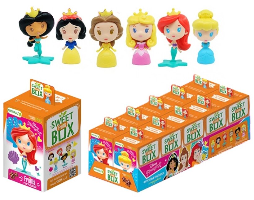 SWEET BOX DISNEY принцессы FRUITLS Фруктовые пастилки с игрушкой в коробочке (кхк). 10 штук. - фотография № 3