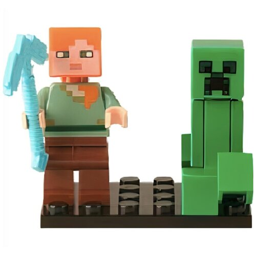 Мини-фигурки Алекс и Криппер Майнкрафт Minecraft (4 см)