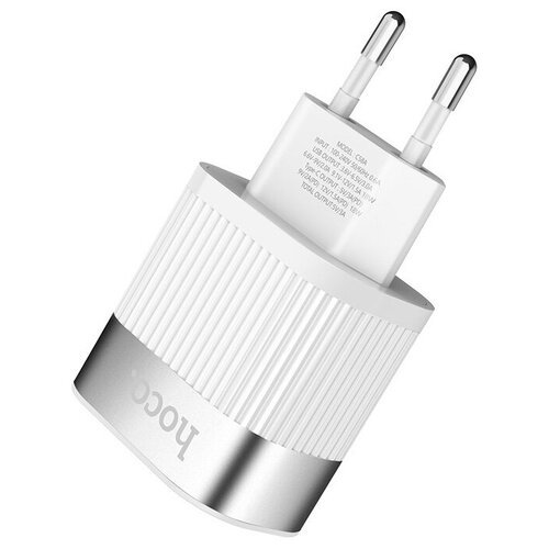 фото Сетевое зарядное устройство быстрое pd 3.0+qc 3.0 usb+usb type-c hoco c58a prominent - белое