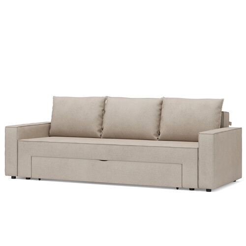 Диван-кровать Pragma Angara 3-местный размер 98х235 см спальное место 141х200 см обивка текстиль велюр бежевый 30644₽