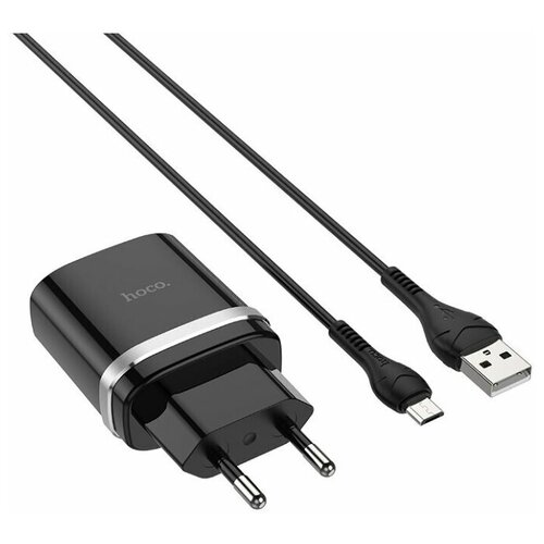 Беспроводное зарядное устройство Hoco C12Q Smart + кабель microUSB, черный hoco hc 12998 c72a сетевое зу кабель lightning 1m 1 usb выход 10 5w white