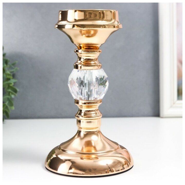 Подсвечник металл на 1 свечу "Классика - прозрачный шар" золото 19х11х11 см 7598081 - фотография № 1