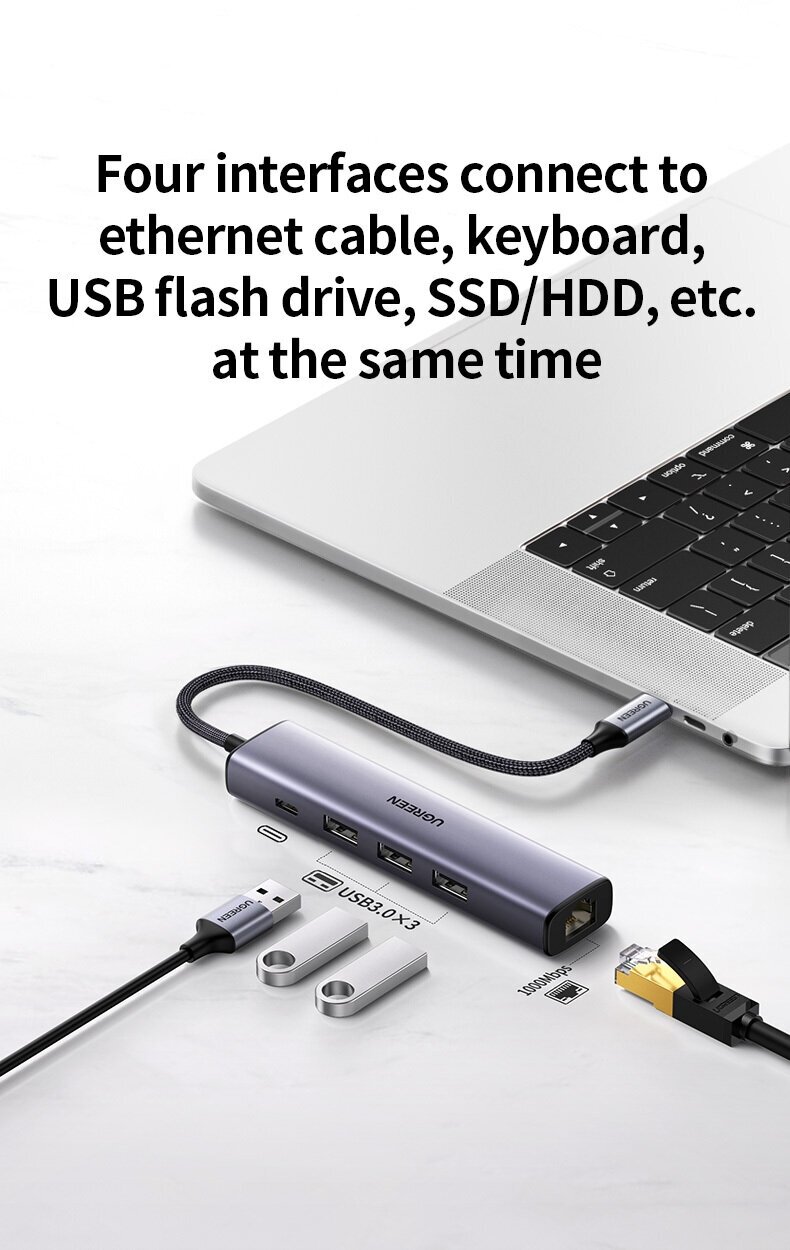 USB-концентратор UGreen CM475 20932 разъемов: 4