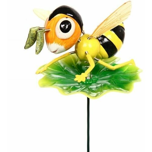 Садовая фигура на спице Пчелка на листочке 13х40см 468₽