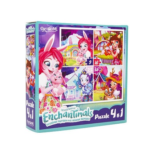 Набор пазлов 4в1 Enchantimals 9-16-25-36эл