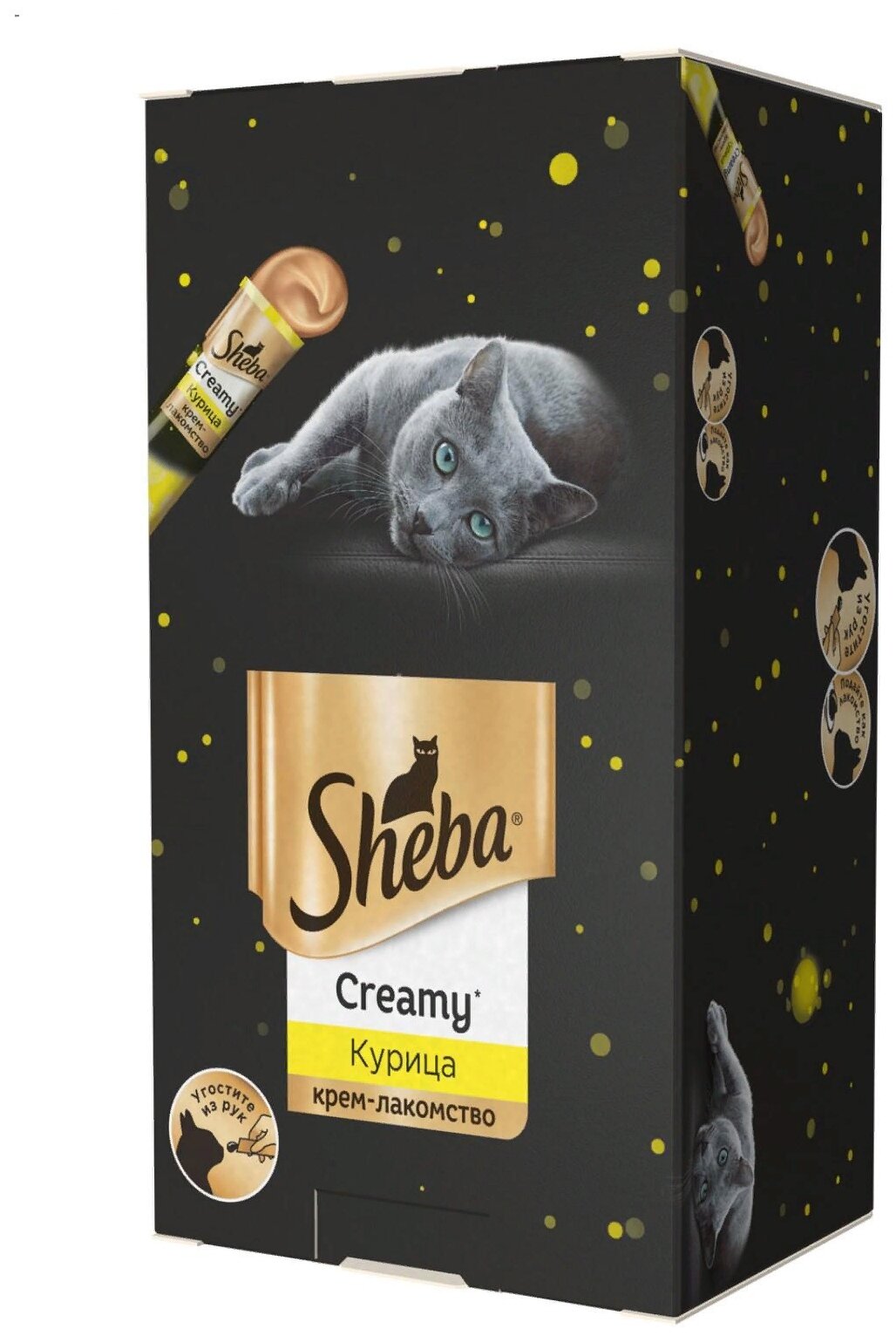 Крем-лакомство для кошек Sheba с курицей 21 шт / Корм-пюре для котов 252 гр - фотография № 1